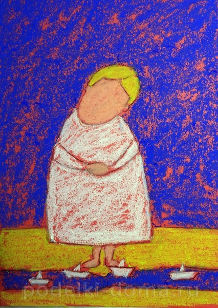 Рисуем пастелью ангела в наивном стиле