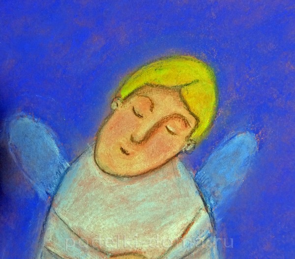 Рисуем пастелью ангела в наивном стиле