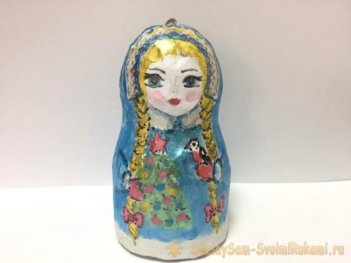 Ёлочная игрушка «Снегурочка» из папье-маше