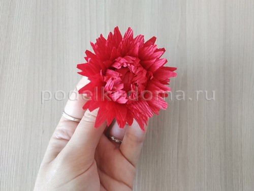 Цветок георгина из гофробумаги