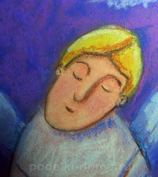 Рисуем пастелью ангела в наивном стиле