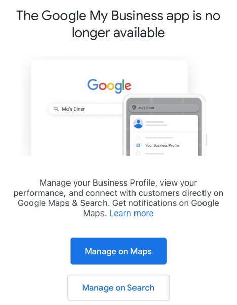 Google прекратил поддержку приложения Google My Business Google прекратил поддержку приложения Google My Business