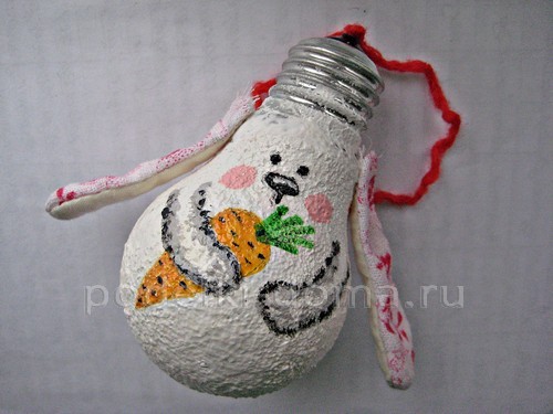 Игрушка на ёлку «Заяц» из лампочки