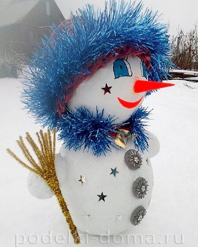 Ёлочная игрушка Зайка в технике ватного папье-маше