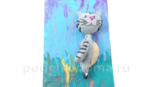 Аппликация из пластилина «Котик с букетом» Аппликация из пластилина «Котик с букетом»