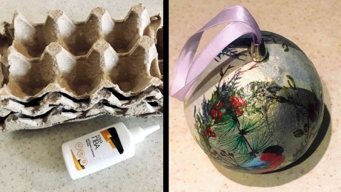 Ёлочный шар из упаковки от яиц Ёлочный шар из упаковки от яиц