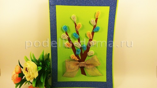 Аппликация «Верба» из пластилина Аппликация «Верба» из пластилина