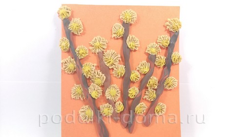 Аппликация «Верба» из пластилина Аппликация «Верба» из пластилина