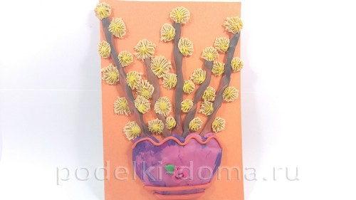 Аппликация «Верба» из пластилина Аппликация «Верба» из пластилина