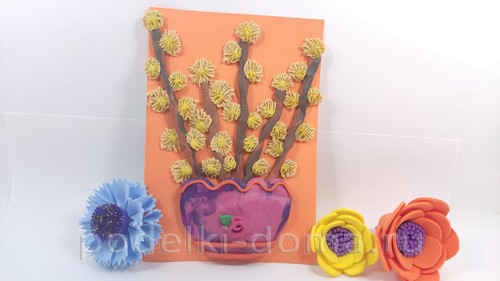 Аппликация «Верба» из пластилина Аппликация «Верба» из пластилина