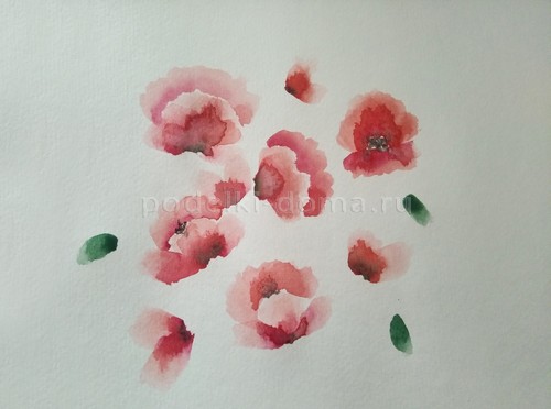 Скетч акварелью «Маки»